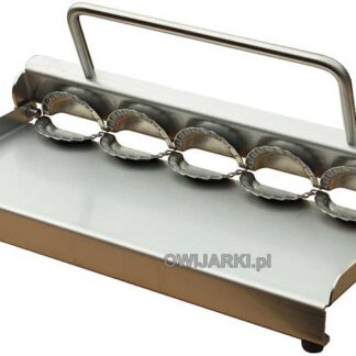 Pierogarka ręczna 83 mm z falbanką do pierogów – stolik górny uniesiony, widoczne gniazda robocze